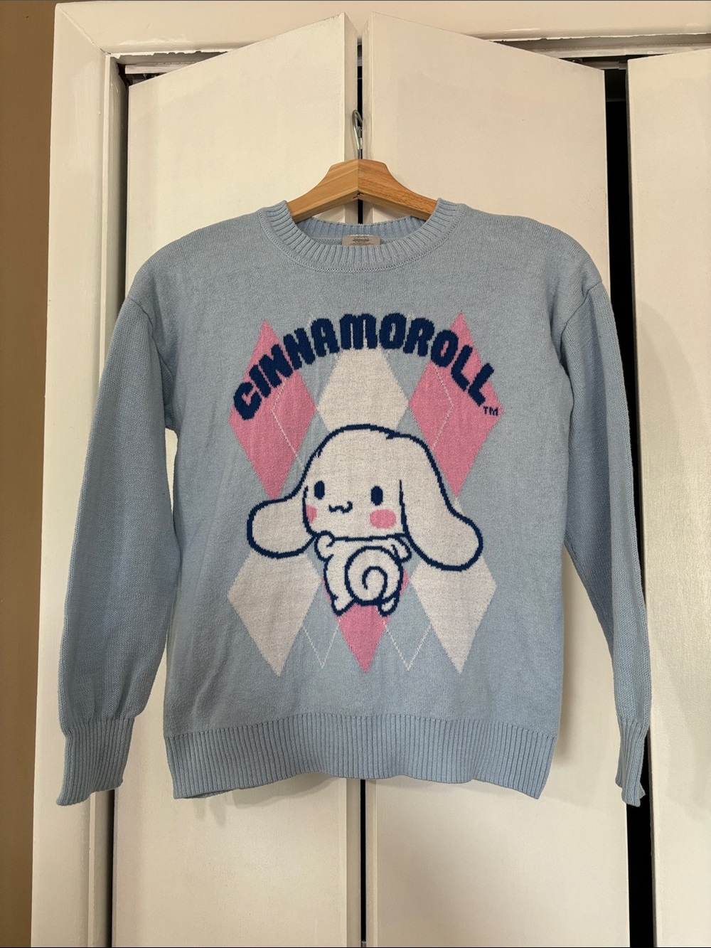 Sanrio cinnamoroll light Blue Graphic Knit Sweater - Cute Character Pullover